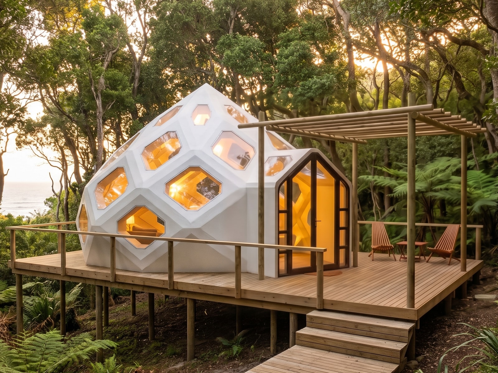 Hives in coastal forest at dusk, design study