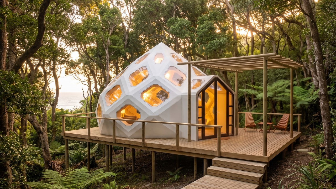 Hives in coastal forest at dusk, design study